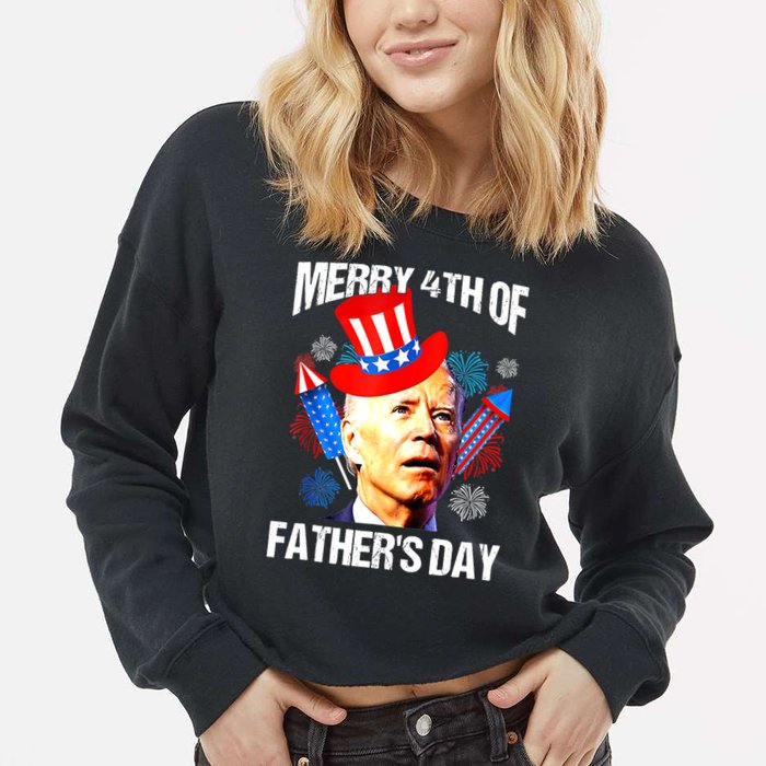 Joe Biden Confused Merry 4th Of Fathers Day Fourth Of July Cropped Pullover Crew