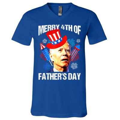 Joe Biden Confused Merry 4th Of Fathers Day Fourth Of July V-Neck T-Shirt