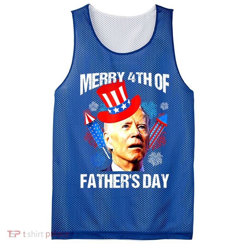 Joe Biden Confused Merry 4th Of Fathers Day Fourth Of July Mesh Reversible Basketball Jersey Tank