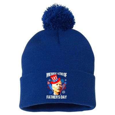 Joe Biden Confused Merry 4th Of Fathers Day Fourth Of July Pom Pom 12in Knit Beanie