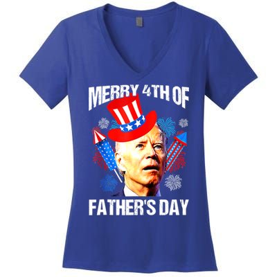 Joe Biden Confused Merry 4th Of Fathers Day Fourth Of July Women's V-Neck T-Shirt