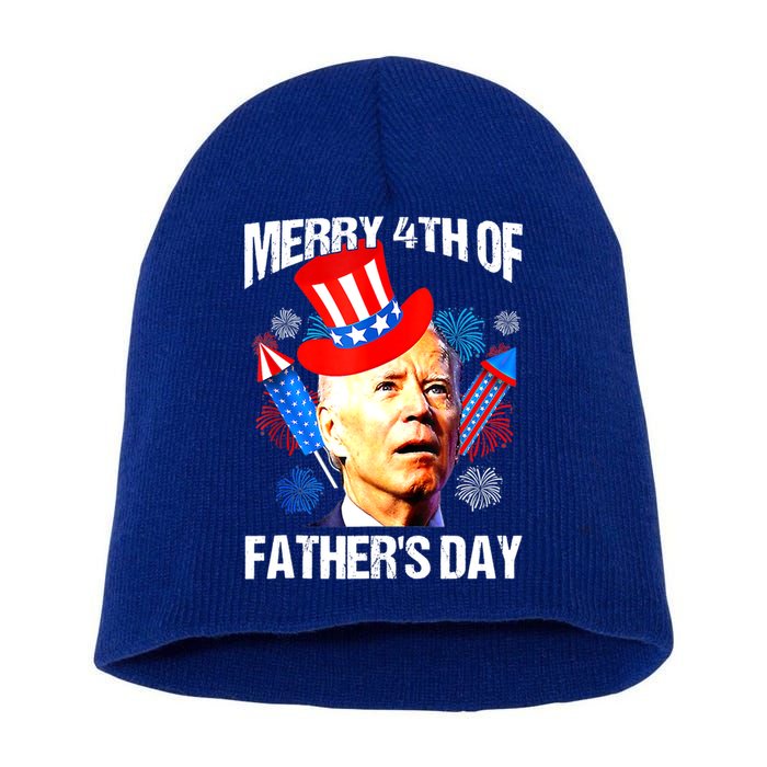 Joe Biden Confused Merry 4th Of Fathers Day Fourth Of July Short Acrylic Beanie