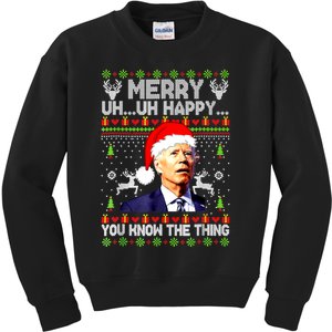 Joe Biden Christmas Merry Uh Uh Happy You Know The Thing Kids Sweatshirt