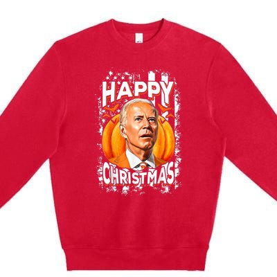 Joe Biden Confused Happy Christmas Funny Halloween Premium Crewneck Sweatshirt