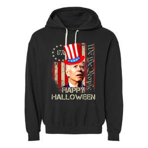 Joe Biden Confused Patriotic Merry Christmas For 4th Of July Garment-Dyed Fleece Hoodie