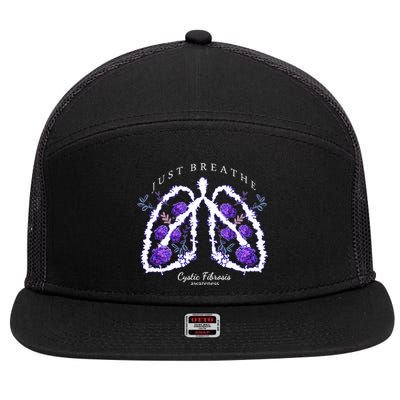 Just Breathe Cystic Fibrosis Awareness 7 Panel Mesh Trucker Snapback Hat