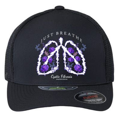 Just Breathe Cystic Fibrosis Awareness Flexfit Unipanel Trucker Cap