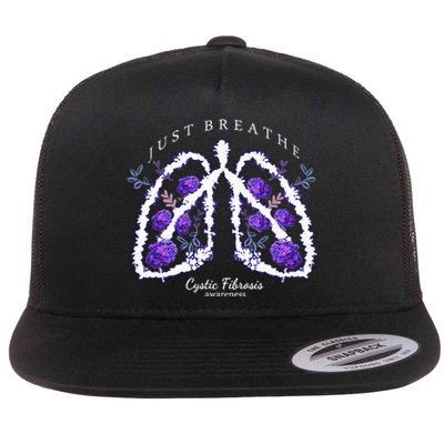 Just Breathe Cystic Fibrosis Awareness Flat Bill Trucker Hat