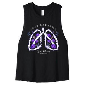 Just Breathe Cystic Fibrosis Awareness Women's Racerback Cropped Tank