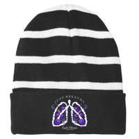 Just Breathe Cystic Fibrosis Awareness Striped Beanie with Solid Band