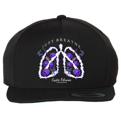 Just Breathe Cystic Fibrosis Awareness Wool Snapback Cap