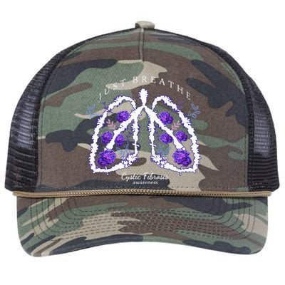 Just Breathe Cystic Fibrosis Awareness Retro Rope Trucker Hat Cap