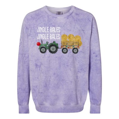 Jingle Bales Christmas Tree Tractor Farmer Farming Family Great Gift Colorblast Crewneck Sweatshirt