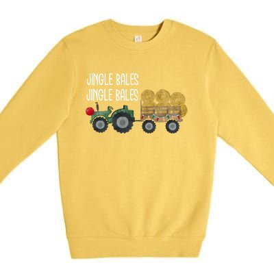 Jingle Bales Christmas Tree Tractor Farmer Farming Family Great Gift Premium Crewneck Sweatshirt