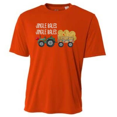 Jingle Bales Christmas Tree Tractor Farmer Farming Family Great Gift Cooling Performance Crew T-Shirt