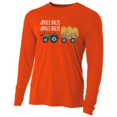 Jingle Bales Christmas Tree Tractor Farmer Farming Family Great Gift Cooling Performance Long Sleeve Crew