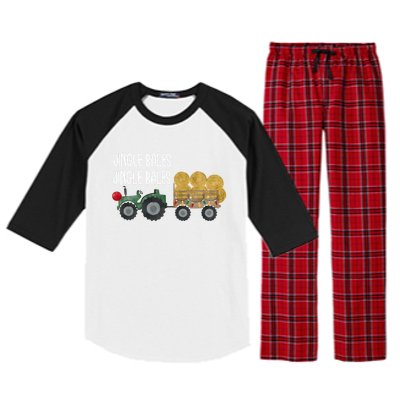 Jingle Bales Christmas Tree Tractor Farmer Farming Family Great Gift Raglan Sleeve Pajama Set