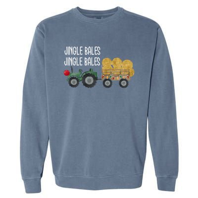 Jingle Bales Christmas Tree Tractor Farmer Farming Family Great Gift Garment-Dyed Sweatshirt