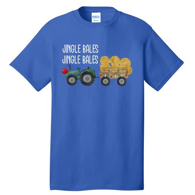 Jingle Bales Christmas Tree Tractor Farmer Farming Family Great Gift Tall T-Shirt