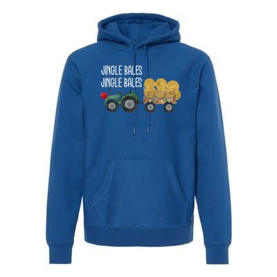 Jingle Bales Christmas Tree Tractor Farmer Farming Family Great Gift Premium Hoodie