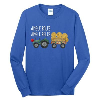 Jingle Bales Christmas Tree Tractor Farmer Farming Family Great Gift Tall Long Sleeve T-Shirt