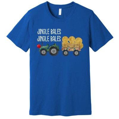 Jingle Bales Christmas Tree Tractor Farmer Farming Family Great Gift Premium T-Shirt