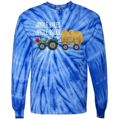 Jingle Bales Christmas Tree Tractor Farmer Farming Family Great Gift Tie-Dye Long Sleeve Shirt