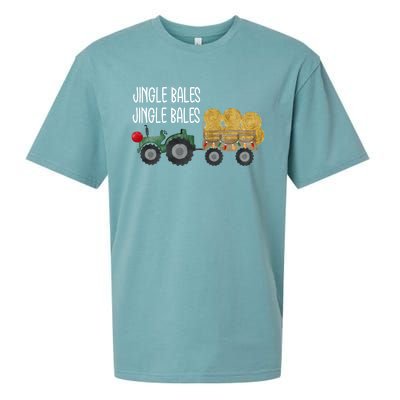 Jingle Bales Christmas Tree Tractor Farmer Farming Family Great Gift Sueded Cloud Jersey T-Shirt