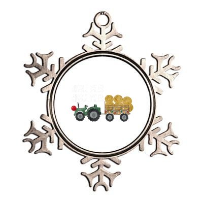 Jingle Bales Christmas Tree Tractor Farmer Farming Family Great Gift Metallic Star Ornament