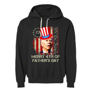 Joe Biden Confused Patriotic Merry Christmas For 4th Of July Garment-Dyed Fleece Hoodie