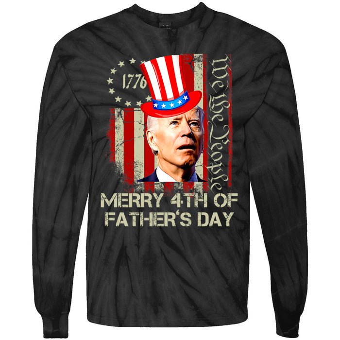 Joe Biden Confused Patriotic Merry Christmas For 4th Of July Tie-Dye Long Sleeve Shirt