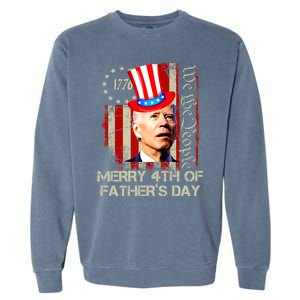 Joe Biden Confused Patriotic Merry Christmas For 4th Of July Garment-Dyed Sweatshirt