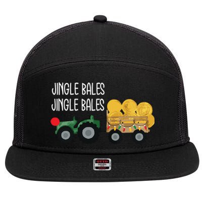 Jingle Bales Christmas Tree Tractor Farmer Farming Family 7 Panel Mesh Trucker Snapback Hat