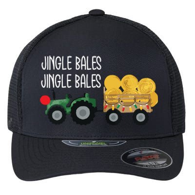 Jingle Bales Christmas Tree Tractor Farmer Farming Family Flexfit Unipanel Trucker Cap