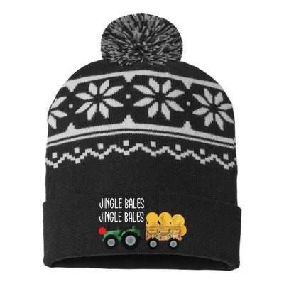 Jingle Bales Christmas Tree Tractor Farmer Farming Family USA-Made Snowflake Beanie