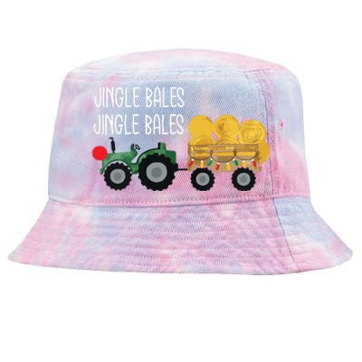 Jingle Bales Christmas Tree Tractor Farmer Farming Family Tie-Dyed Bucket Hat