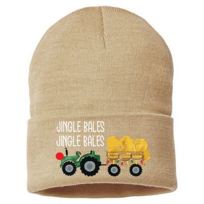 Jingle Bales Christmas Tree Tractor Farmer Farming Family Sustainable Knit Beanie