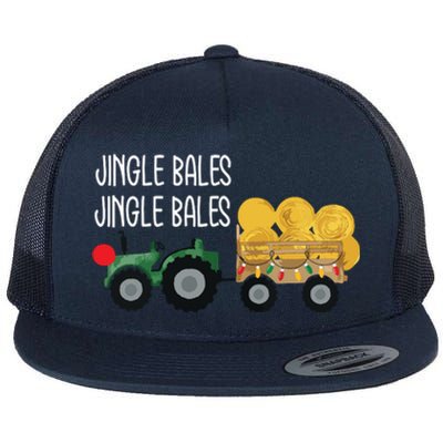 Jingle Bales Christmas Tree Tractor Farmer Farming Family Flat Bill Trucker Hat