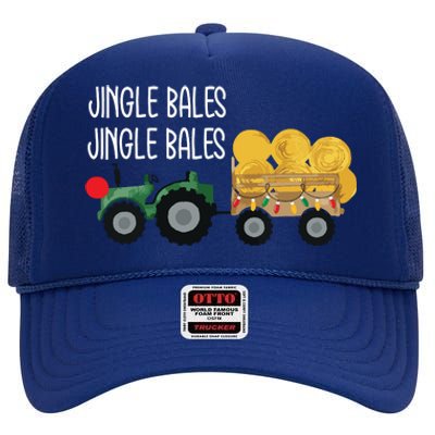 Jingle Bales Christmas Tree Tractor Farmer Farming Family High Crown Mesh Back Trucker Hat