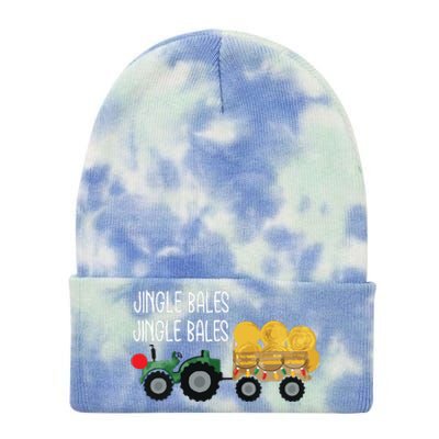 Jingle Bales Christmas Tree Tractor Farmer Farming Family Tie Dye 12in Knit Beanie