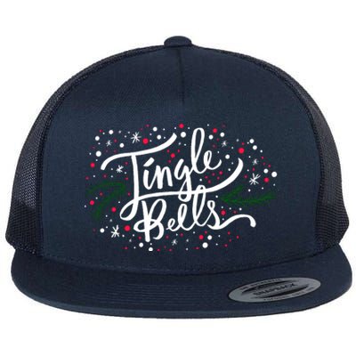 Jingle Bells Christmas Design For Boy Girl Flat Bill Trucker Hat