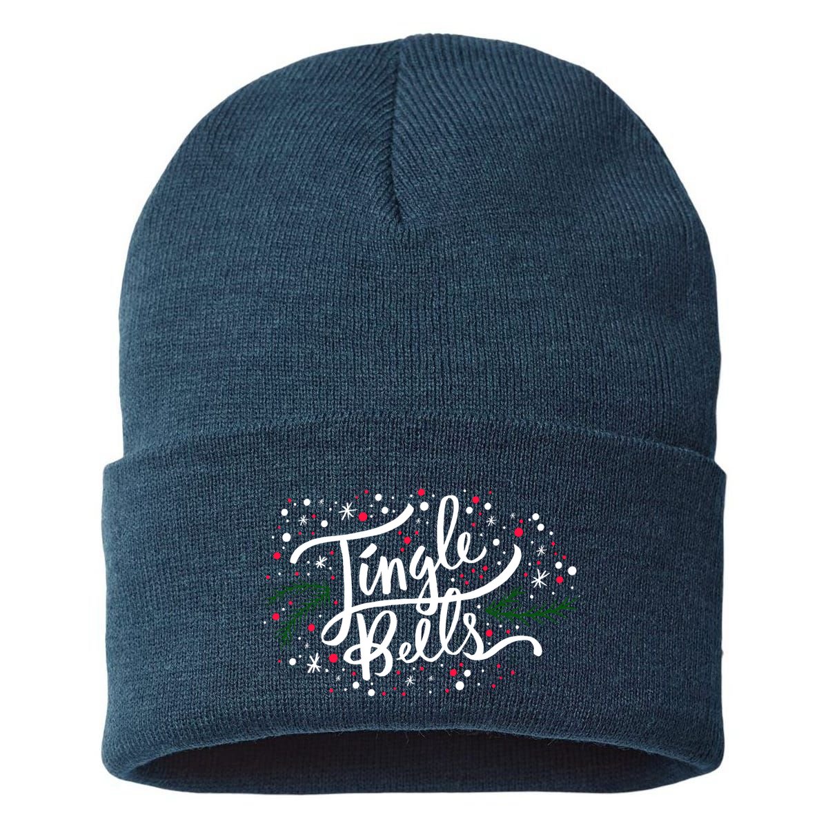 Jingle Bells Christmas Design For Boy Girl Sustainable Knit Beanie