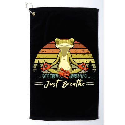 Just Breathe Cool Gift Funny Frog Yoga Meditation Gift Platinum Collection Golf Towel