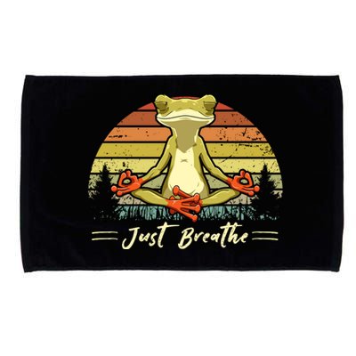 Just Breathe Cool Gift Funny Frog Yoga Meditation Gift Microfiber Hand Towel