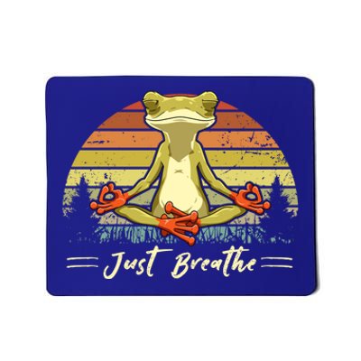 Just Breathe Cool Gift Funny Frog Yoga Meditation Gift Mousepad