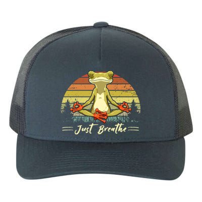 Just Breathe Cool Gift Funny Frog Yoga Meditation Gift Yupoong Adult 5-Panel Trucker Hat