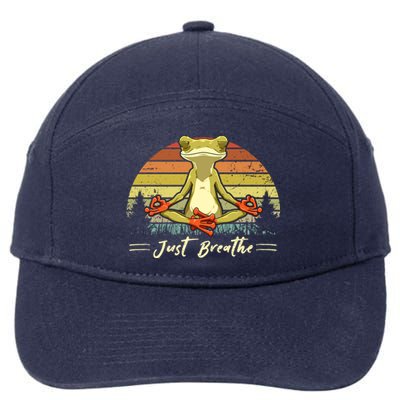 Just Breathe Cool Gift Funny Frog Yoga Meditation Gift 7-Panel Snapback Hat