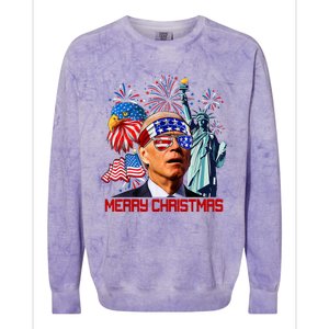 Joe Biden Confused Patriotic Merry Christmas For 4th Of July Colorblast Crewneck Sweatshirt