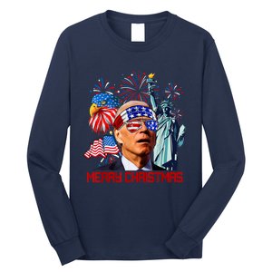 Joe Biden Confused Patriotic Merry Christmas For 4th Of July Long Sleeve Shirt