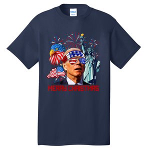 Joe Biden Confused Patriotic Merry Christmas For 4th Of July Tall T-Shirt